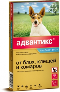 Адвантикс 100С капли от блох и клещей для собак 4-10кг